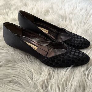 BOTTEGA VENETA Vintage Intrecciato Weave Satin Pumps Heels in Black Size 7.5